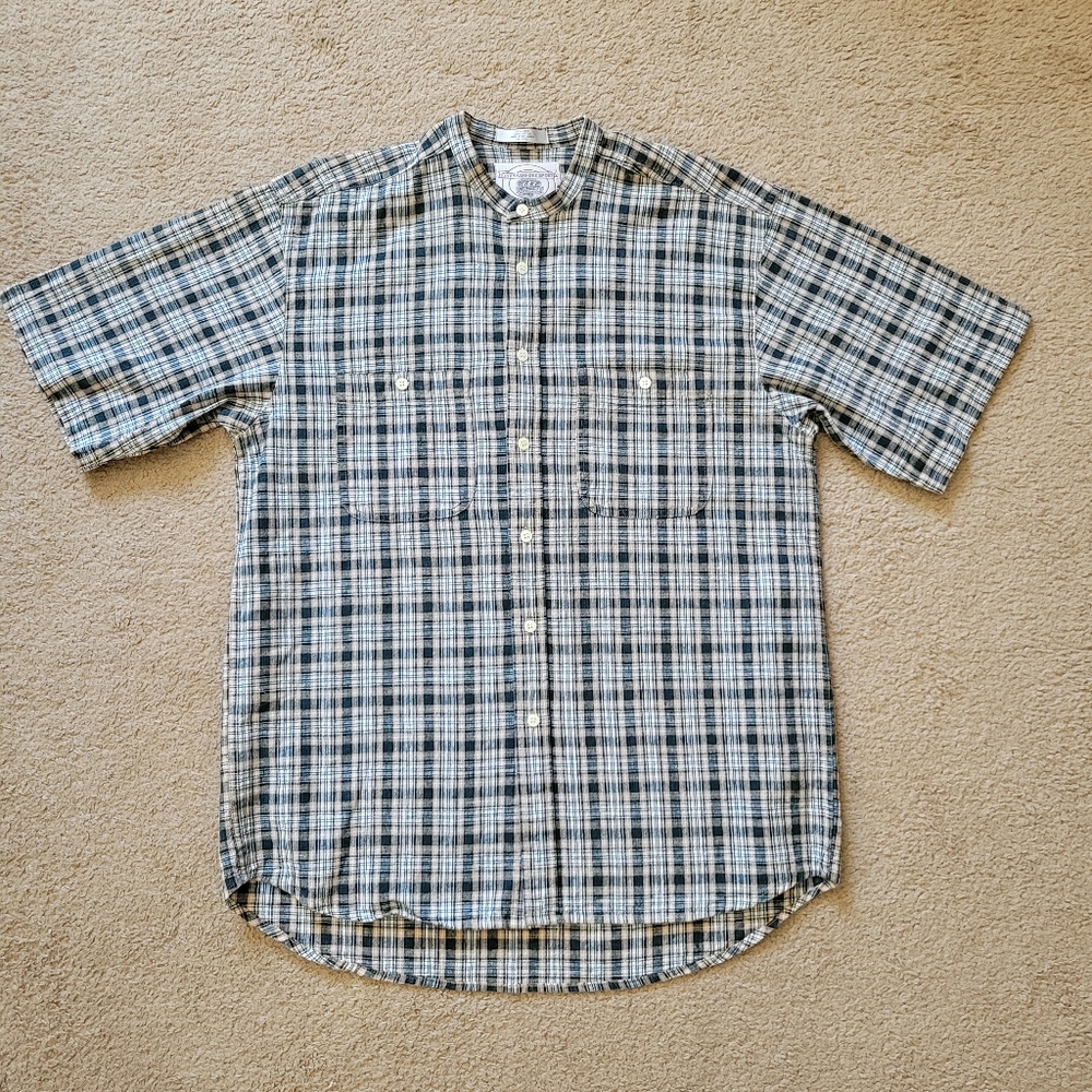 Vintage 90s John Ashford Sport Cotton Linen Short Sleeve Oversized M Collarless